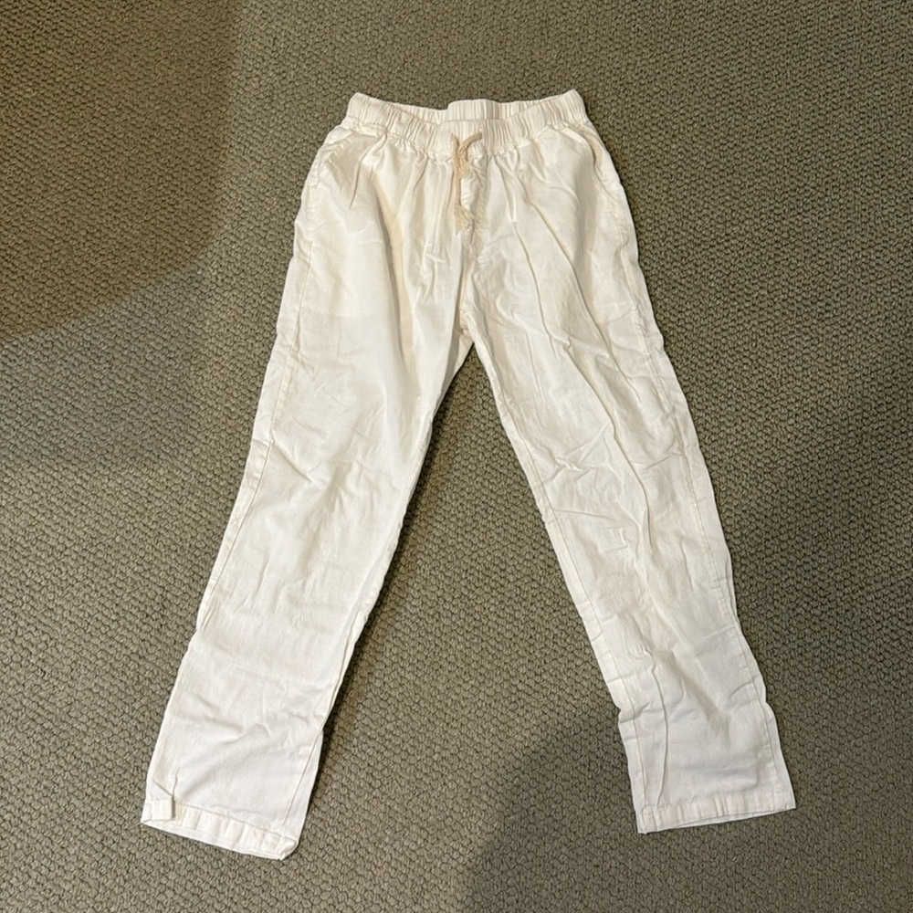 Men’s White Linen Blend Pants